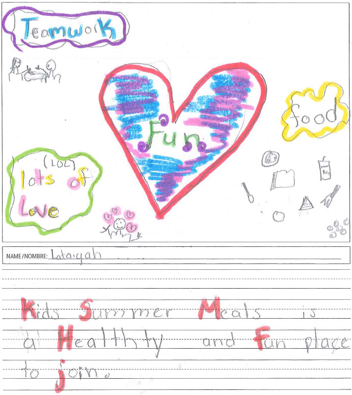 Kid's Drawing of What Kids Summer Meals means to her