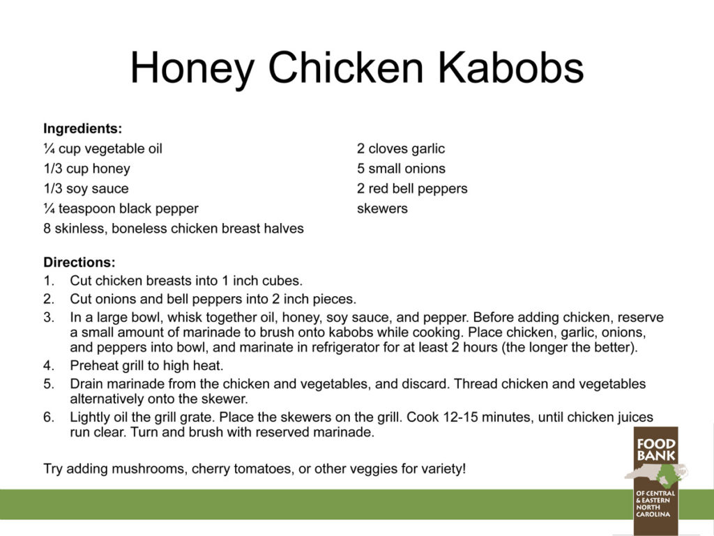 Health Cookouts recipe chicken kabobs