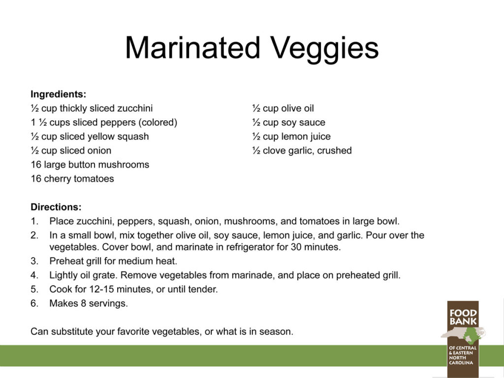Health Cookouts recipe marinated veggies