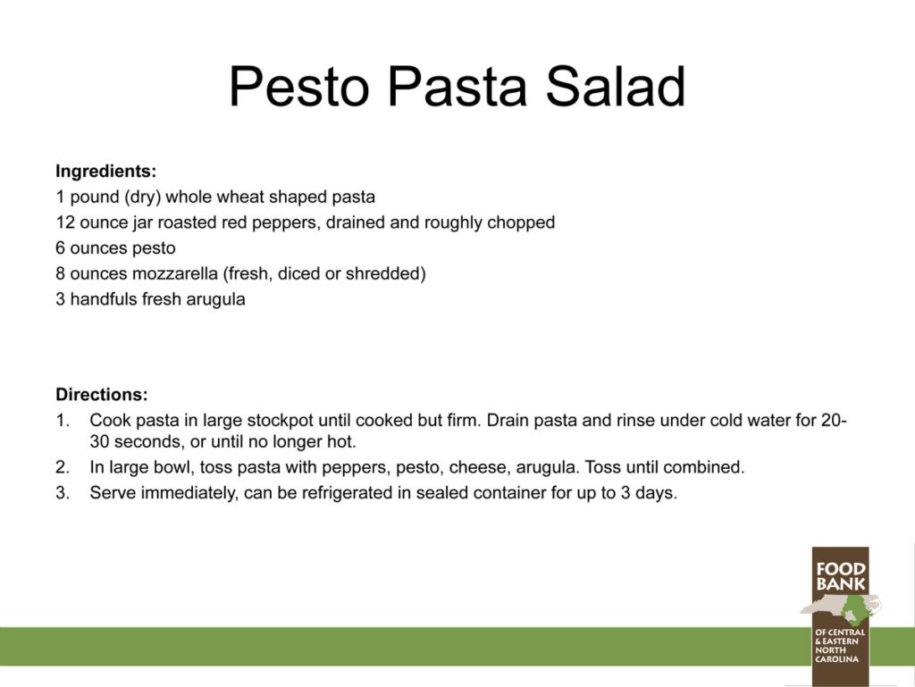 Health Cookouts recipe pesto pasta salad