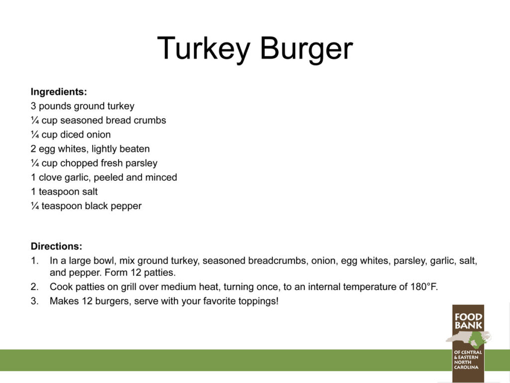 Health Cookouts recipe turkey burger