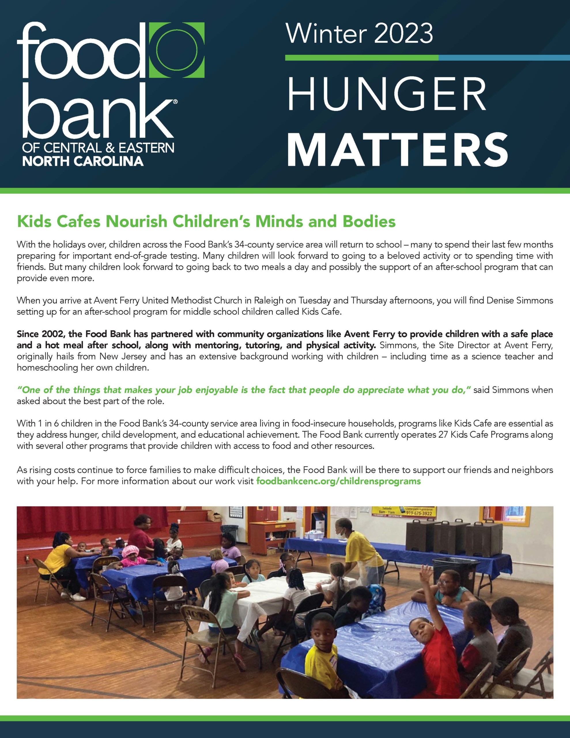 2020 Fall Newsletter, Hunger Matters